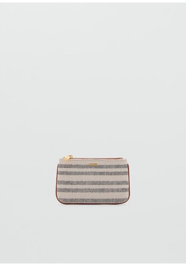 Çizgili Bozuk Para Cüzdanı Orta Kahverengi