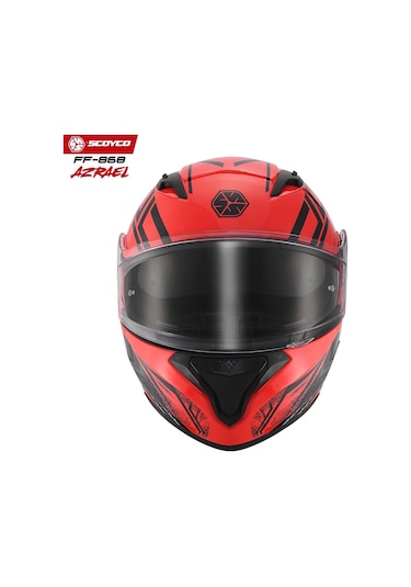 Scoyco FF-868 Azrael Güneş Vizörlü Çene Açılır Kask Kırmızı - Siyah