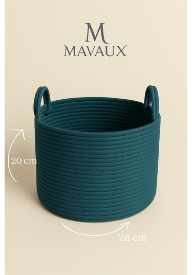 Doğal El Dokuma Hasır Jüt Sepet 20x26 Cm Dekoratif, Çok Amaçlı, Şık Ve Dayanıklı Saklama Sepeti Petrol Mavi