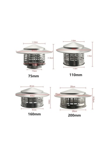 Novahub Paslanmaz Çelik Baca Kapağı Dış Duvar Hava Çıkışı Kullanışlı Soba Borusu Koruyucu Kapak Şömineler 110mm