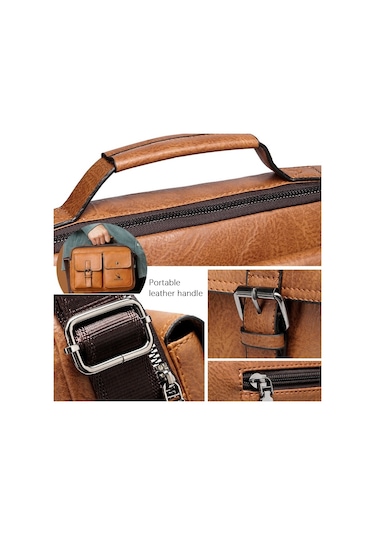Weıxıer 9558 Büyük Kapasiteli Erkek Çantası Retro Omuz Çantası Koyu Kahverengi