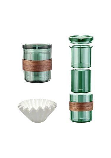 Sones Kamp Seyahat Ofis Aqua Green İçin Filtre Kupalı 3'ü 1 Arada Pour Over Kahve Makinesi