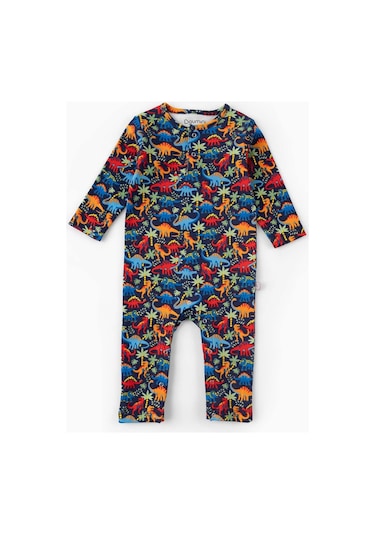 Boumini Bebek Uzun Kollu Çıtçıtlı Tulum Dinazor Desenli-renkli Çok Renkli