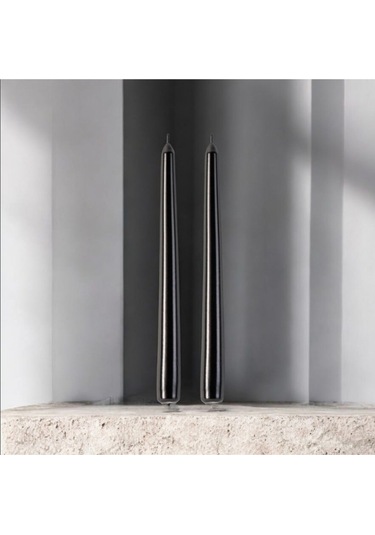 Denic 2 li Siyah Şamdan Mum Konik Mum