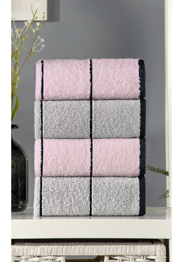 Pudra Valona Hand 50 X 85 Cm 4'lü El Ve Yüz Havlusu Gri - Pudra