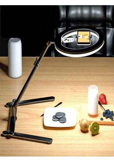 Telefon Tutacaklı Katlanabilir Led Halka Işık Ürün Çekim Işığı & Masaüstü Standlı Vlog Işığı