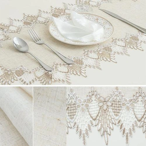 90 Cm Doğal Masa Koşucu Modern Keten Masa Örtüsü Dantel Işlemeli Tv Kabine Toz Kapak Ev Düğün Masa Dekorasyon Koşucu Masa Masa Koşucuları Milky 4 Adet B