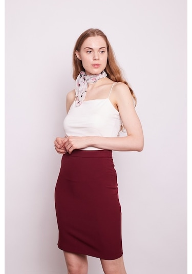 Jument Kadın Yüksek Bel Diz Üstü Likralı Pamuklu Kalem Etek