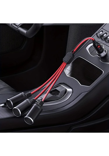 Boatshop1 Clelo 1den 3e Siyah Araba Sigara Cakmagi Bolucu Adaptor Guc Sarj Portu 12v 24v Fis Soketi 3 Yollu Bolucu 25.4 Cm Uzatma Kablosu 16awg 15a Sigorta