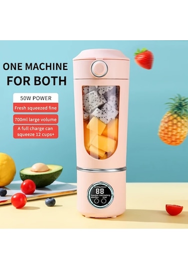 Xuweiwei Pembe 1 Usb Sarj Edilebilir Taşınabilir Meyve Sıkacağı Smoothie Milkshake Ve İçecekler İçin Değiştirilebilir Tabanlı Çok Fonksiyonlu Su Yapıcı Pembe