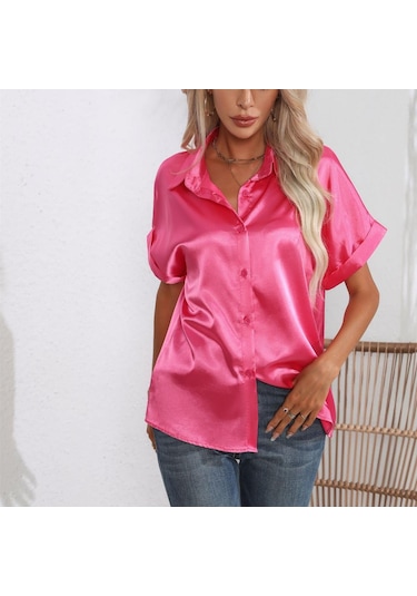 Gül Kırmızı Gmxıa Kadın Modası Günlük Düz Renk Baskı Uzun Kollu Polo Yaka Bluzlar Ve Gömlekler Fuşya Gül Kırmızı Gmxıa Kadın Modası Günlük Düz Renk Baskı Uzun Kollu Polo Yaka Bluzlar Ve Gömlekler Fuşya