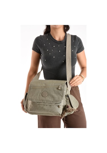 Postacı Okul Çantası Çapraz Askılı Büyük Boy 33 27 Cm Askı Uzunluğu 130 Cm Çok Cepli Kapaklı Omuz Bej