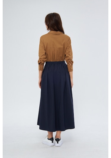 Volanlı Uzun 94cm Etek 1170 Lacivert
