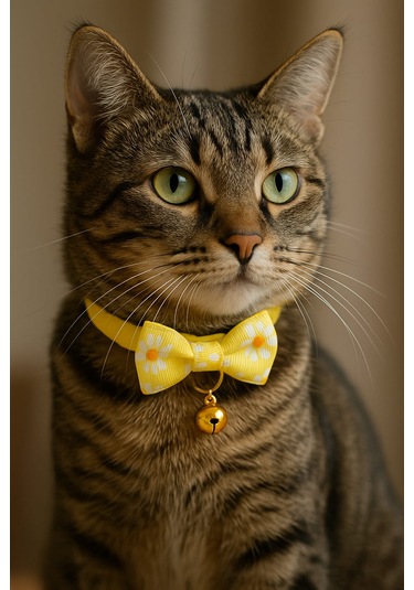 Mıt Kedi Boyun Tasması Papyonlu Sarı