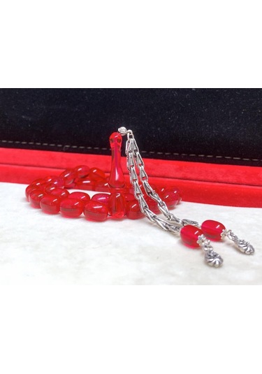 Kırmızı Sedefli Ateş Kehribar Tesbih