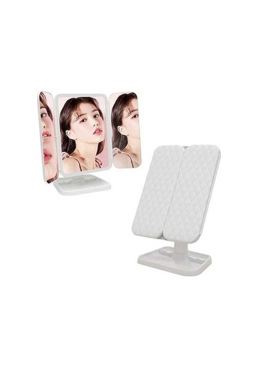 Electronıc Outlet Üç Makyaj Katlı Kare Ctbx Aynası - Şık Ve Pratik Tasarım, Mükemmel Görüntü Kalitesi Beyaz