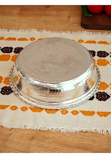 Modabakır Bakır Derin Servis Tabak Kase 24 Cm Model:ssdaa46 Gümüş