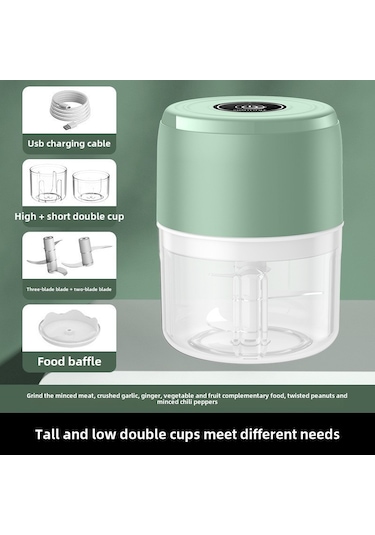 Youmex Ev Ofisi Mini Elektrikli Sarımsak Ezici - Fıstık, Tohum, Malzeme Kırıcı - 2 Bardak 100ml+250ml Yeşil - Taşınabilir Ve Kolay Temizlenir Diğer