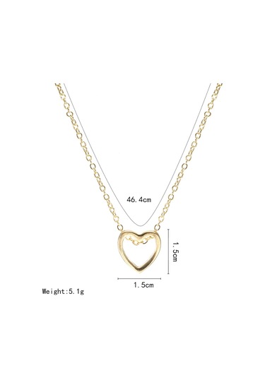 Moda Kolye Kalp Tasarım İçi Boş Basit Kolye Gümüş Çok Renkli