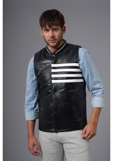 Papi Siyah Deri Yelek 118516 001