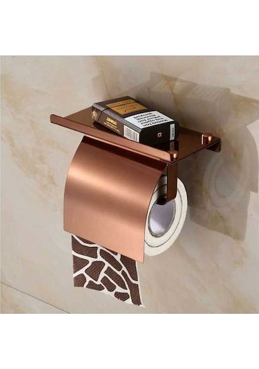 Novahub Duvara Monte Tuvalet Kağıdı Tutucusu, Telefon Raflı, 304 Paslanmaz Çelik, Banyo Dekorasyonu, Gül Altın Diğer