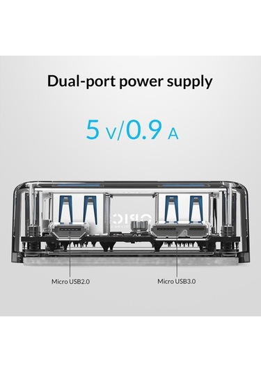 Orico Şeffaf Led Işıklı 5 Gbps 4 Portlu USB-A 3.0  Kablolu Çoklayıcı Hub 30 CM