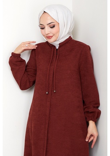 Şönil Gizli Fermuarlı Ferace 1628 - Bordo Bordo