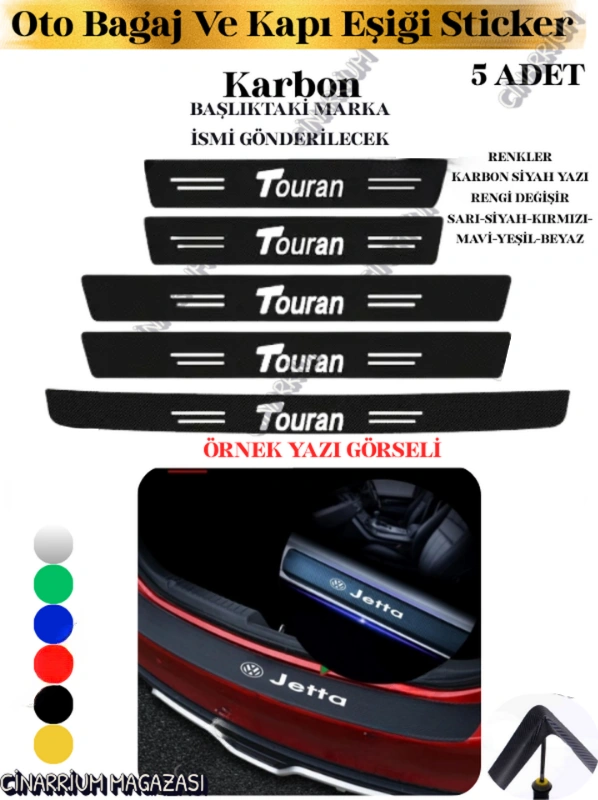Fiat Bravo Bağaj Ve Kapı Eşiği Karbon 5li Sticker Yerli Üretim Set