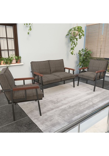 Mygusi Modern'' Metal Kanepe Koltuk Takımı - 2 1 1 Capucino