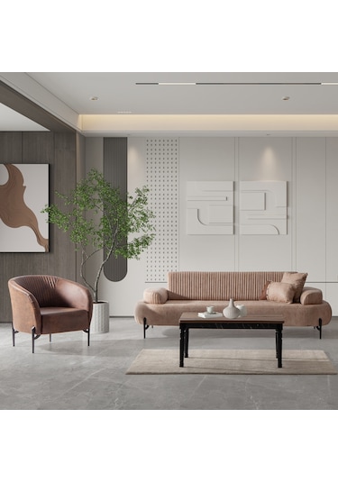 Cross 3+1 Salon&oturma Odası Koltuk Takımı - Krem&kahve