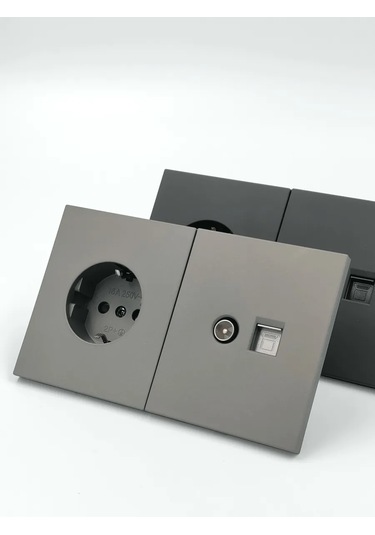 Tocterra Tv Ve İnternet İçin Çift Rj45 Kategori 6 Gri Priz 452804668 Wesa