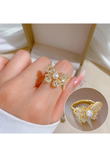 Ayarlanabilir Açıklığa Sahip Zarif Zirkon Yüzük No.54 Çok Renkli