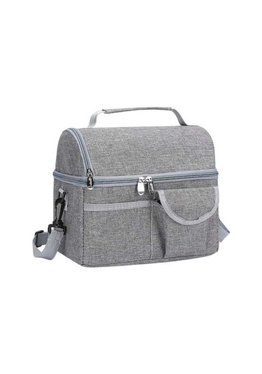 Pazly İki Katmanlı Taşınabilir İzole Soğutucu Çanta - Öğle Yemeği, Kamp, Piknik, Bbq, Gri Gri