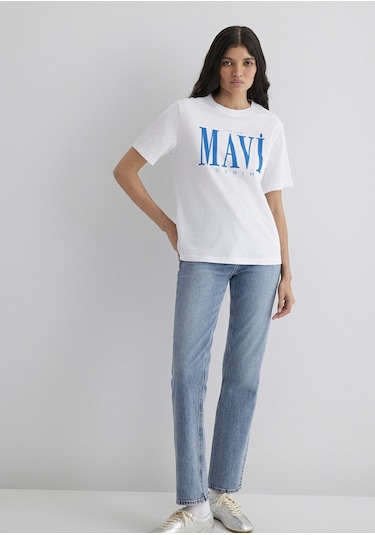 Mavi - Mavi Logo Baskılı Beyaz Tişört 1611990-620 Beyaz