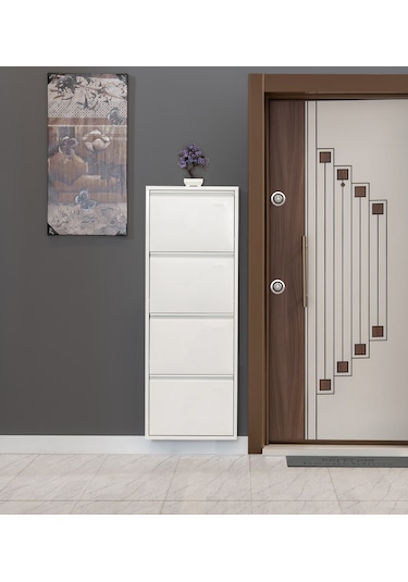 Kaser Metal 4'Lü Metal Ayakkabılık Beyaz