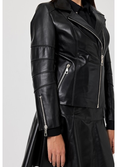 Diana Siyah Kadın Deri Mont Siyah