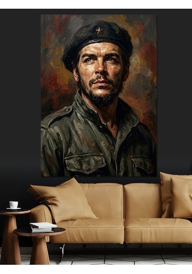 Devrimci Lider Che Guevara Portresi Dekoratif Kanvas - Mdf Ahşap Tablo