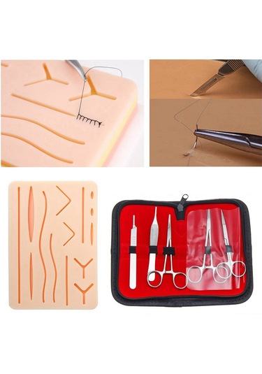 Mufunye Gerçek Deri Dokusuna Sahip Yeniden Kullanılabilir Dikiş Antrenman Seti - Fda Ve Ce Sertifikalı