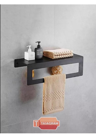 Modern Banyo 3'lü Set Banyo Askısı Havluluk Tuvalet Kağıtlığı Siyah