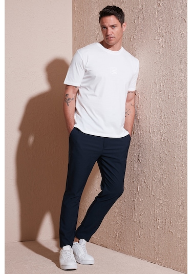 Buratti Streç Regular Fit Normal Bel Düz Paça Jogger Erkek Pantolon Cf25617953 Lacivert