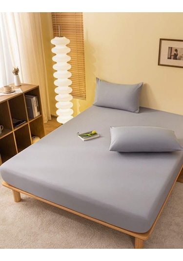 Totem Ranforce Pamuklu Gri Yastık Kılıflı Lastikli Çarşaf