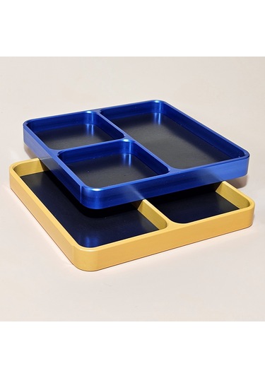 Yunboo Alüminyum Cnc Tamir Aleti Tepsisi, Manyetik Alt Pad, 4 Bölmeli, Rc Araçları İçin, Mavi Blue