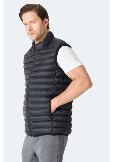 Slazenger Helıx Erkek Fermuar Cepli Siyah Yelek Siyah