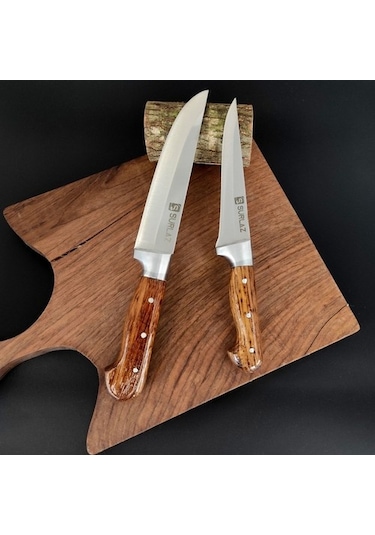 Sürlaz Pro 2 Parça  Ahşap Saplı Bıçak Seti