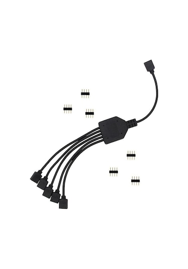 Alfais 4377 RGB Şerit 4 Pin LED Çoklayıcı Splitter Tek Kumanda 5 Çıkış