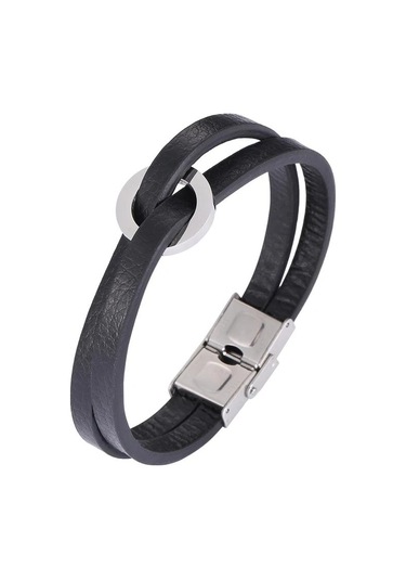 Moda Çift Katmanlı Deri El Bilekliği Erkekler Kadınlar İçin Charm Paslanmaz Çelik Bilezikler Çift Takıları Bileklik Hediye Kahverengi