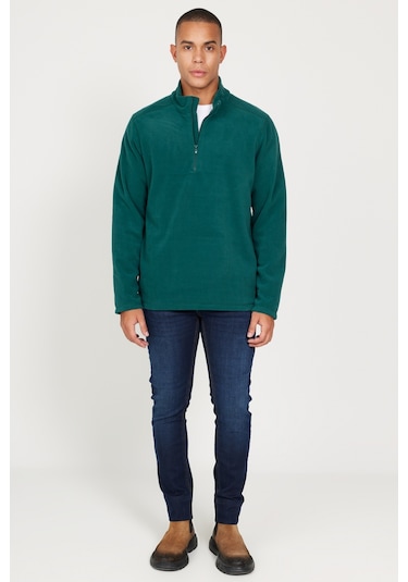 AC&Co / Altınyıldız Classics Anti-Pilling Tüylenme Yapmayan Bato Yaka Erkek Polar Sweatshirt 4a5221100016yslxl Yeşil