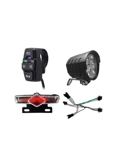 Ebitda Ebike Far Seti Lityum-iyon, Siyah, Bisiklet Işıkları Siyah