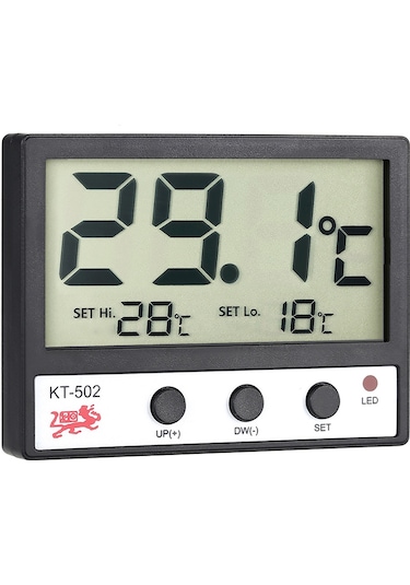 Symbee Kt502 Akvaryum Termometresi, Lcd Ekranlı, Yüksek/düşük Sıcaklık Alarmı, Pil Dışarıda, Siyah Abs Malzeme