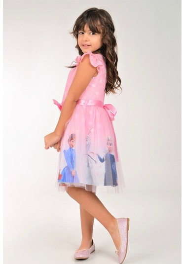 Buse&Eylül Bebe Pembe Elsa Karlar Kraliçesi Kız Çocuk Elbisesi